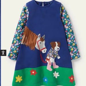 NWT Mini Boden Appliqué Horse Dress